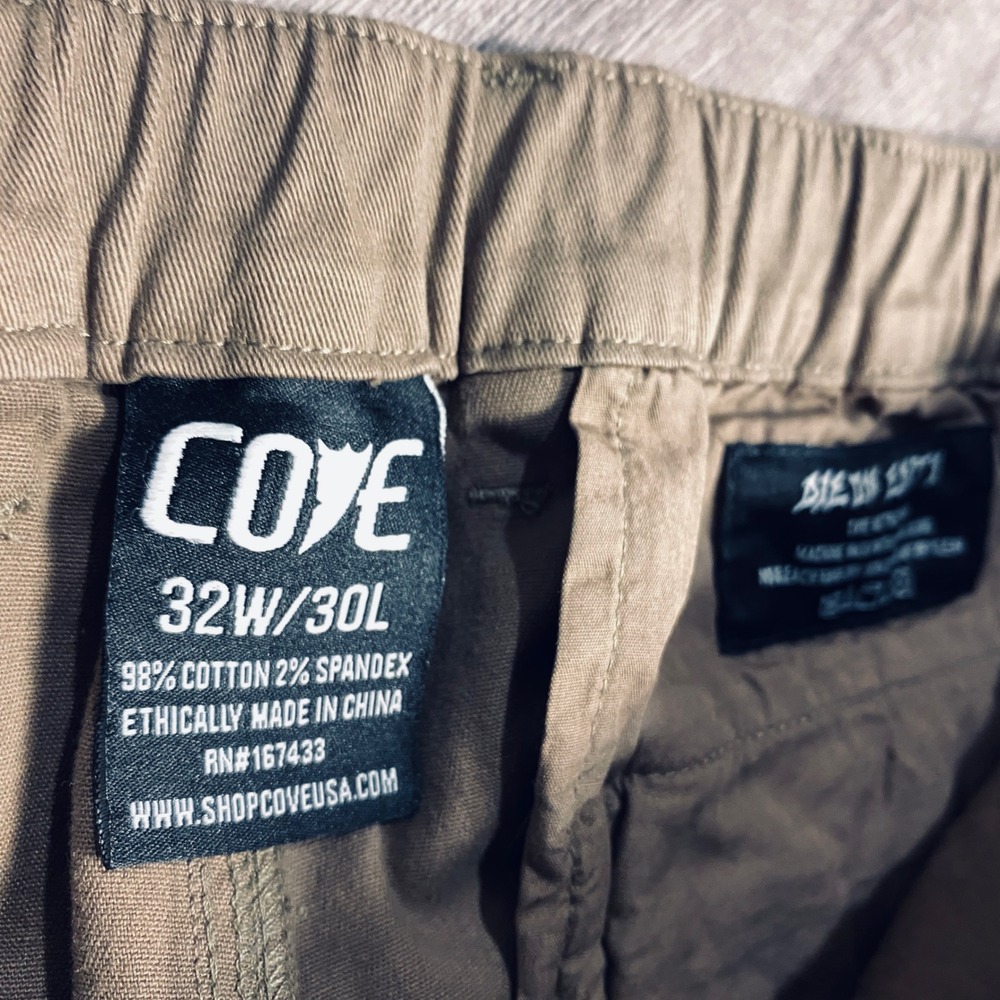 Cove USA Die On Empty Mens 32x30 Brown Chino Pants Elastic Waist Straight Leg - Picture 4 of 5